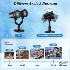 Dual-Head Christmas Snowflake Projector Light, IP65 Waterproof Christmas LED Projector Light Outside W/ 180° Rotation 14 Dual-Head Christmas Snowflake Projector Light, IP65 Waterproof Christmas LED Projector Light Outside W/ 180° Rotation -Northlight Shop afoxsos christmas light projectors hdsa11 3ot350 fa 1000