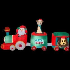 12 Ft. W Inflatable Pre-Lit Plush Santa In Circus Train -Northlight Shop airblown christmas inflatables g 14946 c3 1000