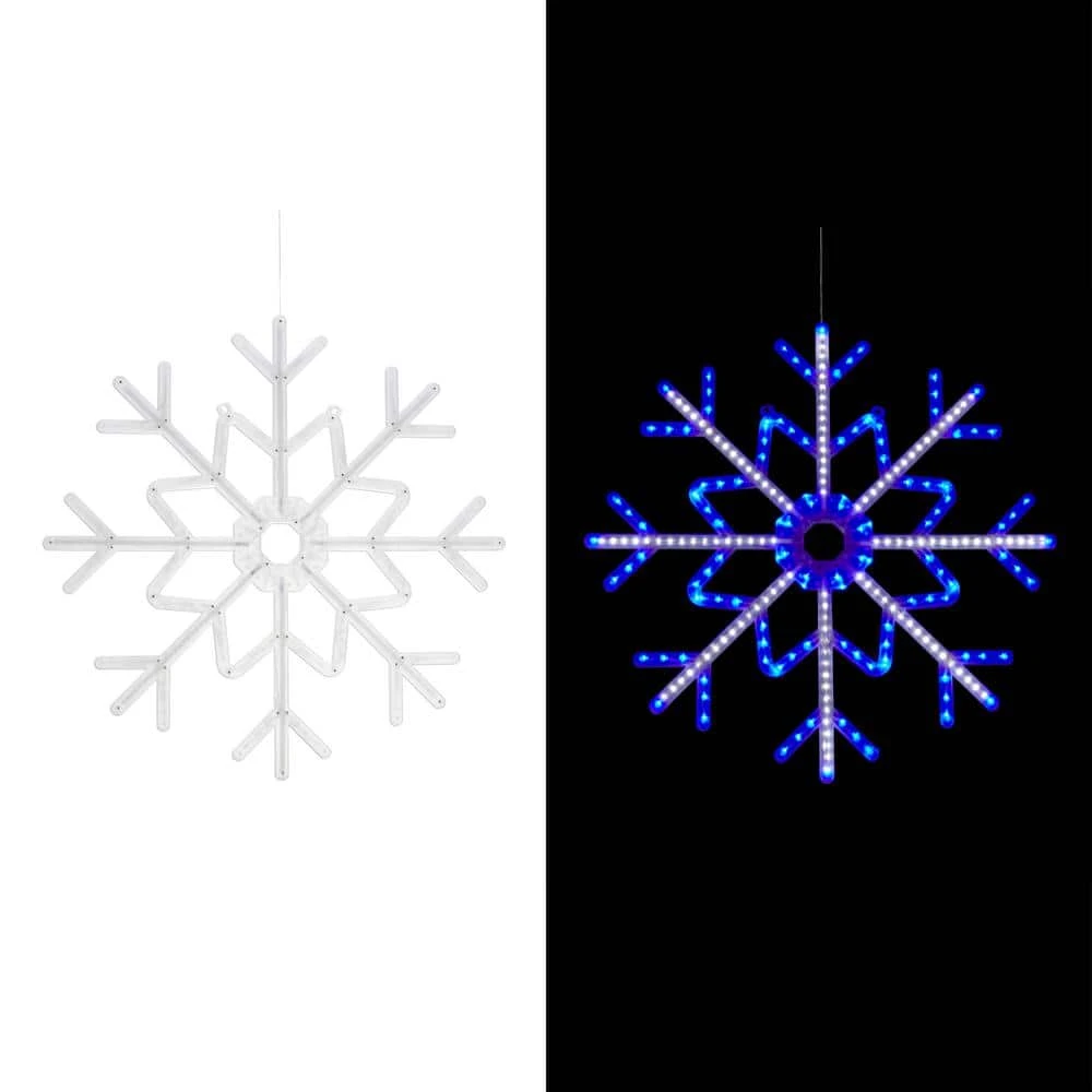 Alpine Large Snowflake Decoration With Blue And White Motion LED Lights 1 Alpine Large Snowflake Decoration With Blue And White Motion LED Lights