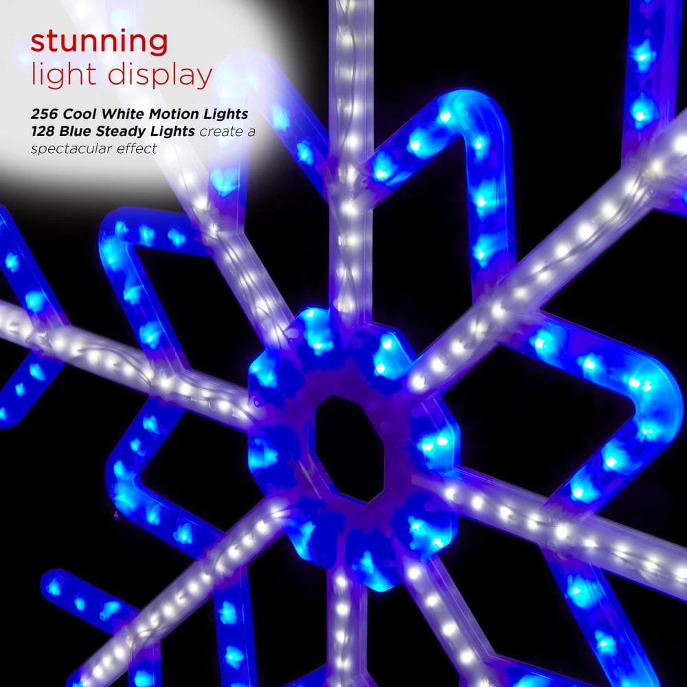 Alpine Large Snowflake Decoration With Blue And White Motion LED Lights 4 Alpine Large Snowflake Decoration With Blue And White Motion LED Lights - Image 4