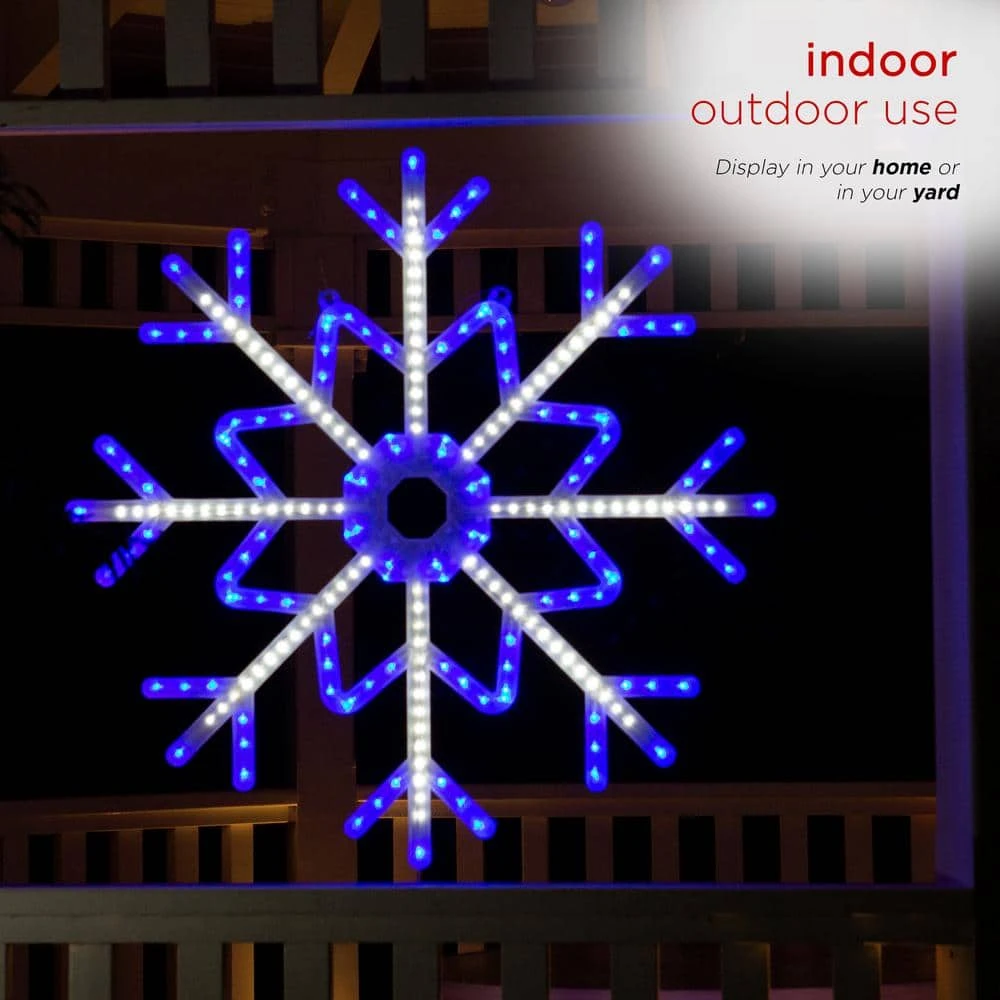 Alpine Large Snowflake Decoration With Blue And White Motion LED Lights 2 Alpine Large Snowflake Decoration With Blue And White Motion LED Lights - Image 2