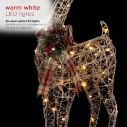 Alpine 36 In. Gold Wire Christmas Reindeer Decor With White LEDs Large -Northlight Shop alpine christmas yard decorations cim223hh l 1d 1000