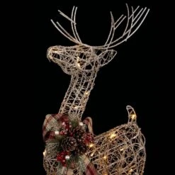 Alpine 36 In. Gold Wire Christmas Reindeer Decor With White LEDs Large -Northlight Shop alpine christmas yard decorations cim223hh l 1f 1000