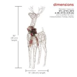 Alpine 36 In. Gold Wire Christmas Reindeer Decor With White LEDs Large -Northlight Shop alpine christmas yard decorations cim223hh l 40 1000