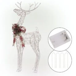 Alpine 36 In. Gold Wire Christmas Reindeer Decor With White LEDs Large -Northlight Shop alpine christmas yard decorations cim223hh l 44 1000