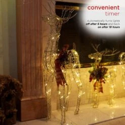 Alpine 36 In. Gold Wire Christmas Reindeer Decor With White LEDs Large -Northlight Shop alpine christmas yard decorations cim223hh l 77 1000