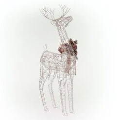 Alpine 36 In. Gold Wire Christmas Reindeer Decor With White LEDs Large -Northlight Shop alpine christmas yard decorations cim223hh l c3 1000