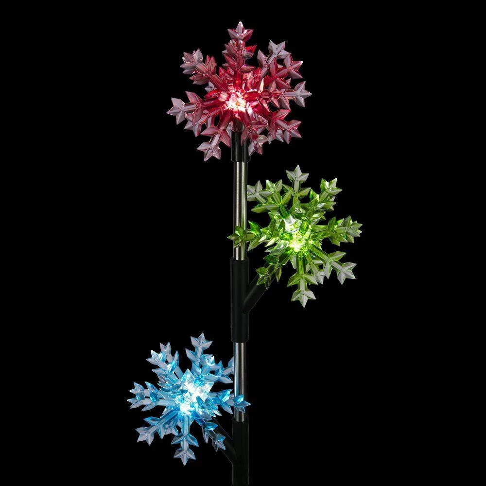 Alpine Holiday Decor Acrylic 3-Tier Snowflake Stakes With Solar Powered LED Lights, 2-Pack 9 Alpine Holiday Decor Acrylic 3-Tier Snowflake Stakes With Solar Powered LED Lights, 2-Pack - Image 9