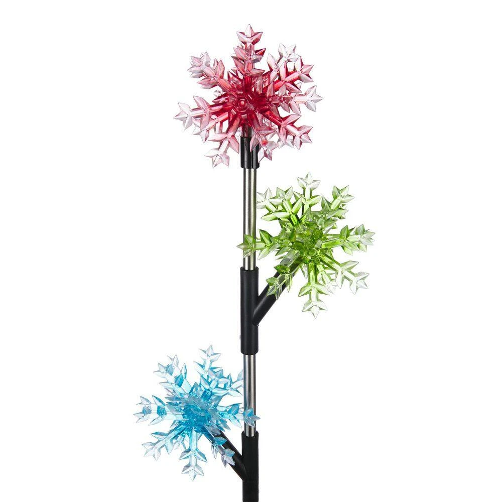 Alpine Holiday Decor Acrylic 3-Tier Snowflake Stakes With Solar Powered LED Lights, 2-Pack 8 Alpine Holiday Decor Acrylic 3-Tier Snowflake Stakes With Solar Powered LED Lights, 2-Pack - Image 8