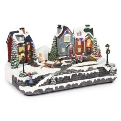 Animated Children Playing In Christmas Village With LED Light -Northlight Shop alpine corporation christmas centerpieces wcc226mc 1f 1000