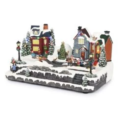 Animated Children Playing In Christmas Village With LED Light -Northlight Shop alpine corporation christmas centerpieces wcc226mc 4f 1000
