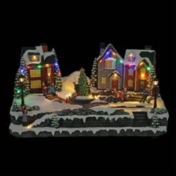 Animated Children Playing In Christmas Village With LED Light -Northlight Shop alpine corporation christmas centerpieces wcc226mc c3 1000