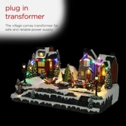 Animated Children Playing In Christmas Village With LED Light -Northlight Shop alpine corporation christmas centerpieces wcc226mc d4 1000