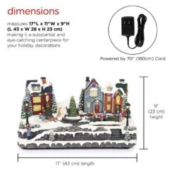 Animated Children Playing In Christmas Village With LED Light -Northlight Shop alpine corporation christmas centerpieces wcc226mc fa 1000