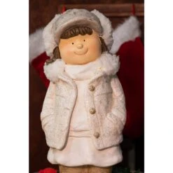 20 In. Christmas Girl With Hands In Her Pocket Statue -Northlight Shop alpine corporation christmas figurines qwr714 4f 1000