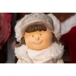 20 In. Christmas Girl With Hands In Her Pocket Statue -Northlight Shop alpine corporation christmas figurines qwr714 fa 1000