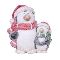 14 In. Tall Indoor/Outdoor Winter Penguin Family Statue