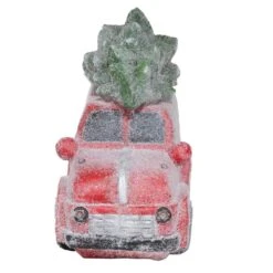17 In. Tall Retro Red Car With Christmas Tree, LED Lights, And Music -Northlight Shop alpine corporation christmas figurines qwr916 1f 1000