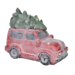 17 In. Tall Retro Red Car With Christmas Tree, LED Lights, And Music -Northlight Shop alpine corporation christmas figurines qwr916 4f 1000