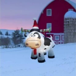Inflatable Cow Tangled In Christmas Lights W/LED Lights -Northlight Shop alpine corporation christmas inflatables maw280 31 1000