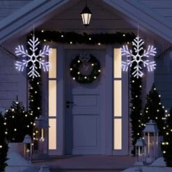 24 In. Tall Hanging Snowflake With LED Lights -Northlight Shop alpine corporation christmas novelty lights cad110wt 66 1000