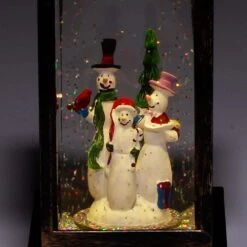 11 In. Tall LED Yellow Lights Lantern Snowman Snow Globe Christmas Holiday Decor, Bronze -Northlight Shop alpine corporation christmas novelty lights qva126bz 1f 1000
