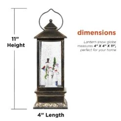 11 In. Tall LED Yellow Lights Lantern Snowman Snow Globe Christmas Holiday Decor, Bronze -Northlight Shop alpine corporation christmas novelty lights qva126bz 40 1000