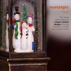11 In. Tall LED Yellow Lights Lantern Snowman Snow Globe Christmas Holiday Decor, Bronze -Northlight Shop alpine corporation christmas novelty lights qva126bz a0 1000