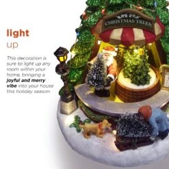 Christmas Tree Shop With LED Lights And Rotating Scene -Northlight Shop alpine corporation christmas novelty lights whs114mc 66 1000