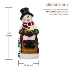24 In. Tall Solar Snowman In Sleigh With LED Lights, Outdoor Festive Holiday Decor For Garden, Porch, Lawn -Northlight Shop alpine corporation christmas novelty lights zen260slr s tm 40 1000
