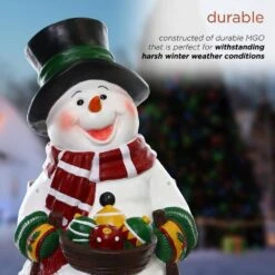 24 In. Tall Solar Snowman In Sleigh With LED Lights, Outdoor Festive Holiday Decor For Garden, Porch, Lawn -Northlight Shop alpine corporation christmas novelty lights zen260slr s tm 77 1000