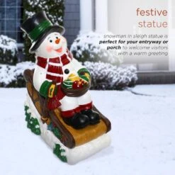 24 In. Tall Solar Snowman In Sleigh With LED Lights, Outdoor Festive Holiday Decor For Garden, Porch, Lawn -Northlight Shop alpine corporation christmas novelty lights zen260slr s tm a0 1000