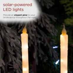 Solar Powered 40 In. H Candlestick Christmas Pathway Lights Garden Stakes With White LED Light (Set Of 2) -Northlight Shop alpine corporation christmas pathway lights qtt302slr wt 2 1f 1000