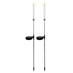 Solar Powered 40 In. H Candlestick Christmas Pathway Lights Garden Stakes With White LED Light (Set Of 2) -Northlight Shop alpine corporation christmas pathway lights qtt302slr wt 2 76 1000
