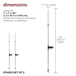 Solar Powered 40 In. H Candlestick Christmas Pathway Lights Garden Stakes With White LED Light (Set Of 2) -Northlight Shop alpine corporation christmas pathway lights qtt302slr wt 2 c3 1000