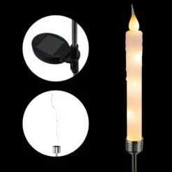 Solar Powered 40 In. H Candlestick Christmas Pathway Lights Garden Stakes With White LED Light (Set Of 2) -Northlight Shop alpine corporation christmas pathway lights qtt302slr wt 2 fa 1000 1