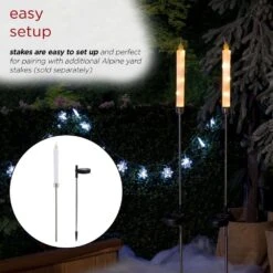 Solar Powered 40 In. H Candlestick Christmas Pathway Lights Garden Stakes With White LED Light (Set Of 2) -Northlight Shop alpine corporation christmas pathway lights qtt302slr wt 2 fa 1000