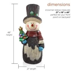 Solar Snowman Statue With Color Changing LED Lights, 48 In. Tall -Northlight Shop alpine corporation christmas yard decorations jfh1042slr 40 1000