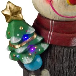 Solar Snowman Statue With Color Changing LED Lights, 48 In. Tall -Northlight Shop alpine corporation christmas yard decorations jfh1042slr 44 1000