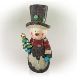 Solar Snowman Statue With Color Changing LED Lights, 48 In. Tall