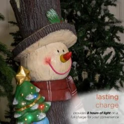 Solar Snowman Statue With Color Changing LED Lights, 48 In. Tall -Northlight Shop alpine corporation christmas yard decorations jfh1042slr 66 1000