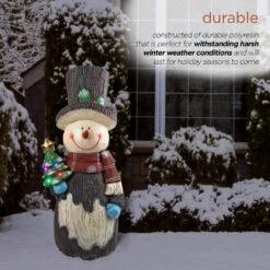 Solar Snowman Statue With Color Changing LED Lights, 48 In. Tall -Northlight Shop alpine corporation christmas yard decorations jfh1042slr 77 1000