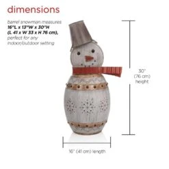 30 In. Tall Weathered Barrel Snowman With Warm White LED Lights 14 30 In. Tall Weathered Barrel Snowman With Warm White LED Lights -Northlight Shop alpine corporation christmas yard decorations ors730 40 1000