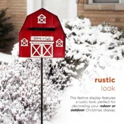 54 In. Tall Metal Letters To Santa Red Barnhouse Mailbox Garden Stake 17 54 In. Tall Metal Letters To Santa Red Barnhouse Mailbox Garden Stake -Northlight Shop alpine corporation christmas yard decorations yhl380hh 1d 1000