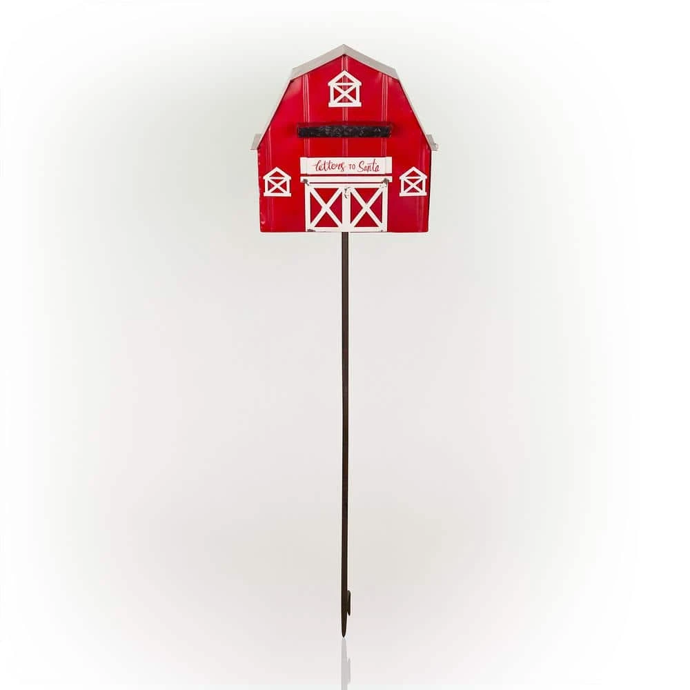 54 In. Tall Metal Letters To Santa Red Barnhouse Mailbox Garden Stake 1 54 In. Tall Metal Letters To Santa Red Barnhouse Mailbox Garden Stake