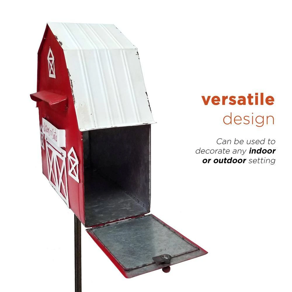54 In. Tall Metal Letters To Santa Red Barnhouse Mailbox Garden Stake 6 54 In. Tall Metal Letters To Santa Red Barnhouse Mailbox Garden Stake - Image 6
