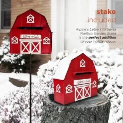 54 In. Tall Metal Letters To Santa Red Barnhouse Mailbox Garden Stake 16 54 In. Tall Metal Letters To Santa Red Barnhouse Mailbox Garden Stake -Northlight Shop alpine corporation christmas yard decorations yhl380hh a0 1000