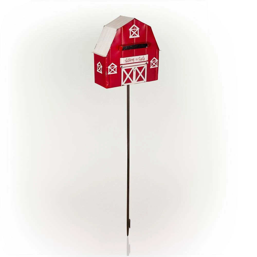 54 In. Tall Metal Letters To Santa Red Barnhouse Mailbox Garden Stake 8 54 In. Tall Metal Letters To Santa Red Barnhouse Mailbox Garden Stake - Image 8