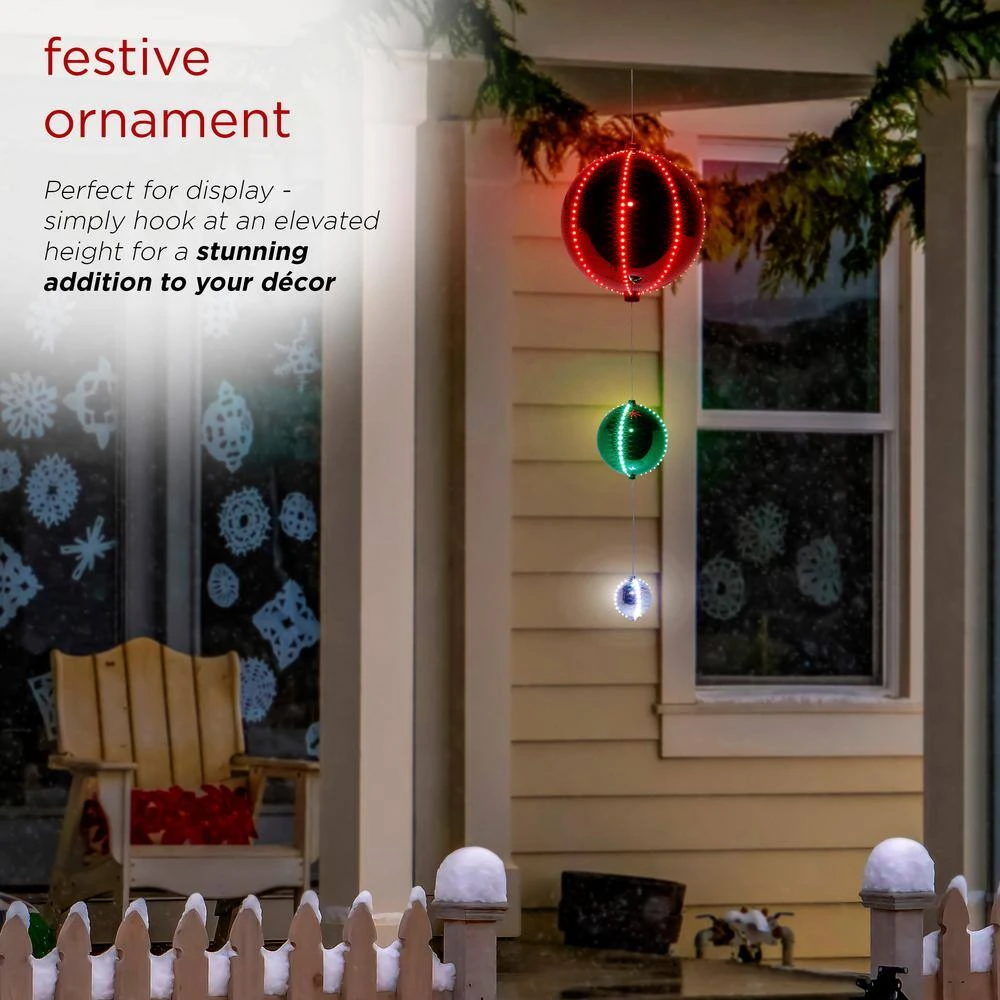 3-Tier Indoor/Outdoor Hanging Christmas Ornaments With Chasing LED Lights 7 3-Tier Indoor/Outdoor Hanging Christmas Ornaments With Chasing LED Lights - Image 7