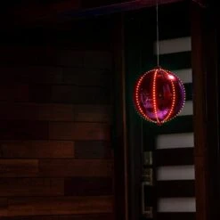 13 In. Tall Large Hanging Christmas Ball Ornament With LED Lights, Red -Northlight Shop alpine corporation single christmas ornaments lpa108l rd c3 1000